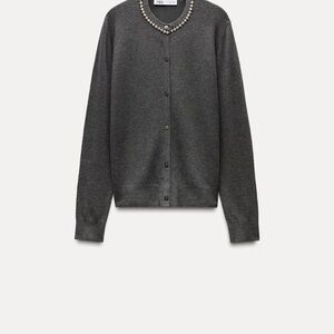 Jewel collar knit cardigan